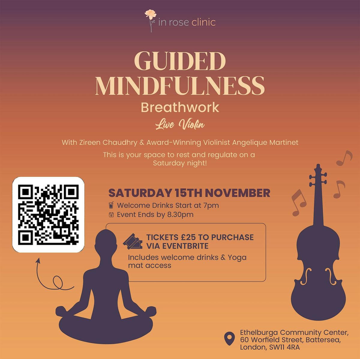Guided Mindfulness & Live Violin, Evening Special in Battersea