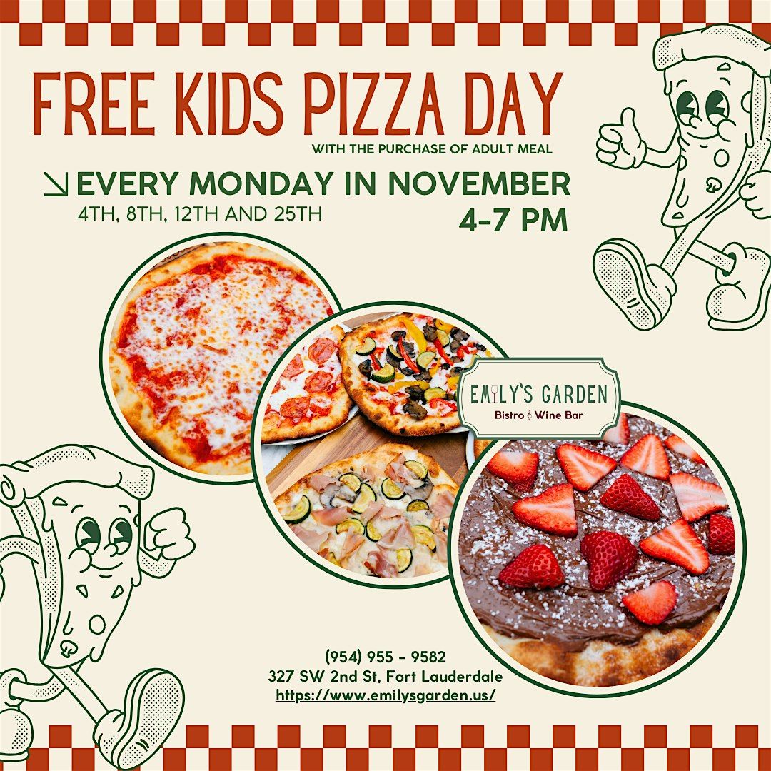 Free Kid's Pizza Mondays at Emily's Garden