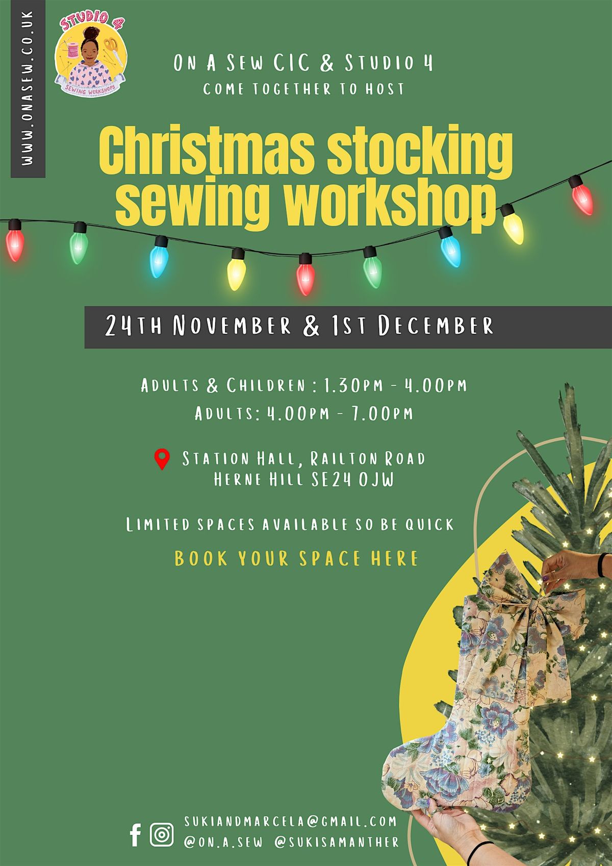 Christmas Stocking Sewing Workshops- Adults