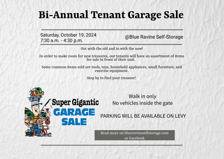 Blue Ravine's Bi-Annual Tenant Garage Sale