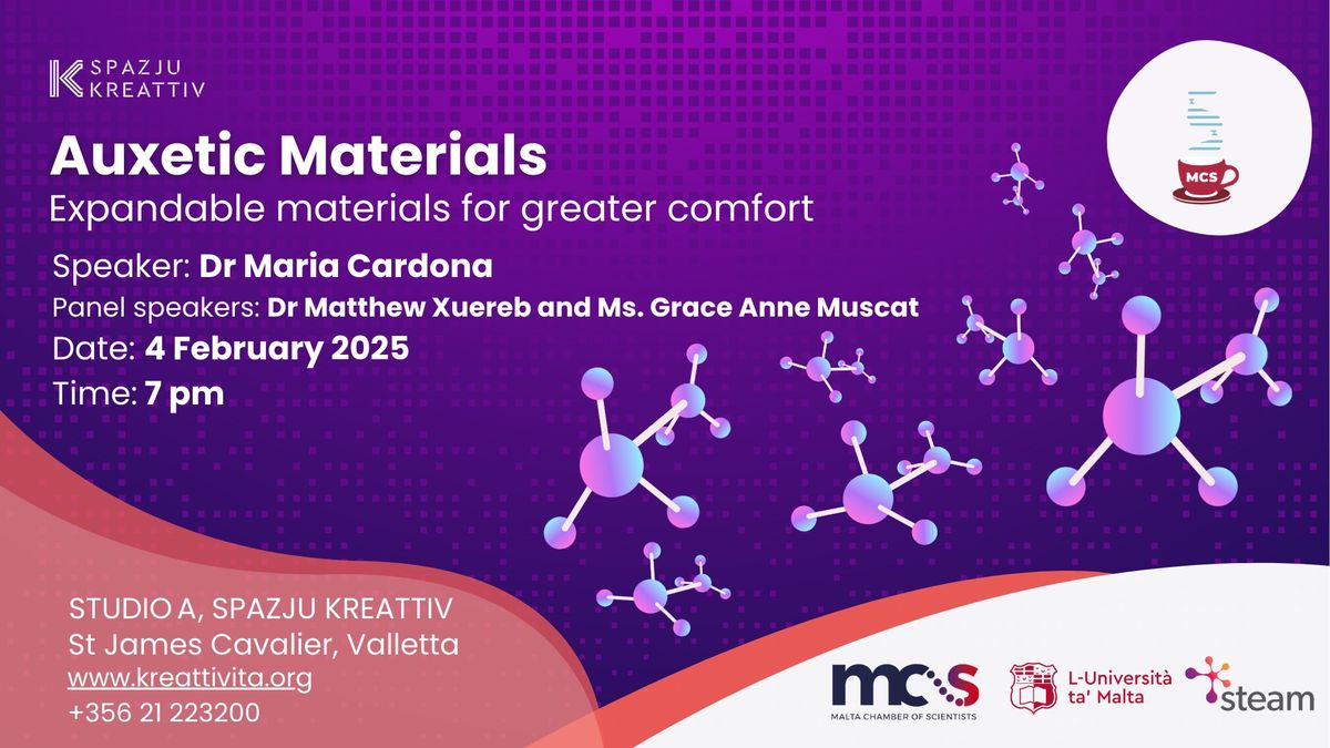 Malta Caf\u00e9 Scientifique \u2013 Auxetic materials: Expandable materials for greater comfort  