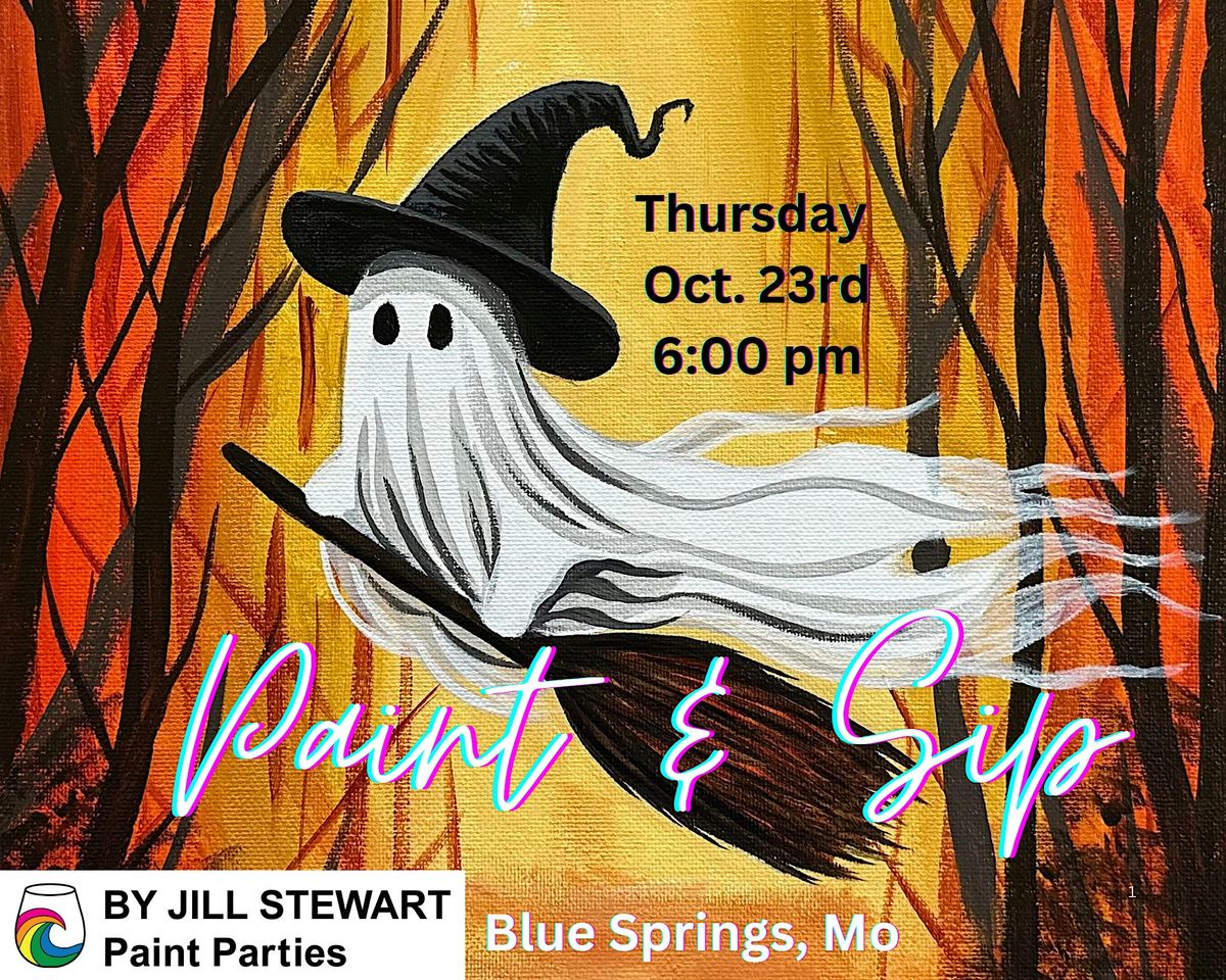 Ghost on a Broom Paint Party