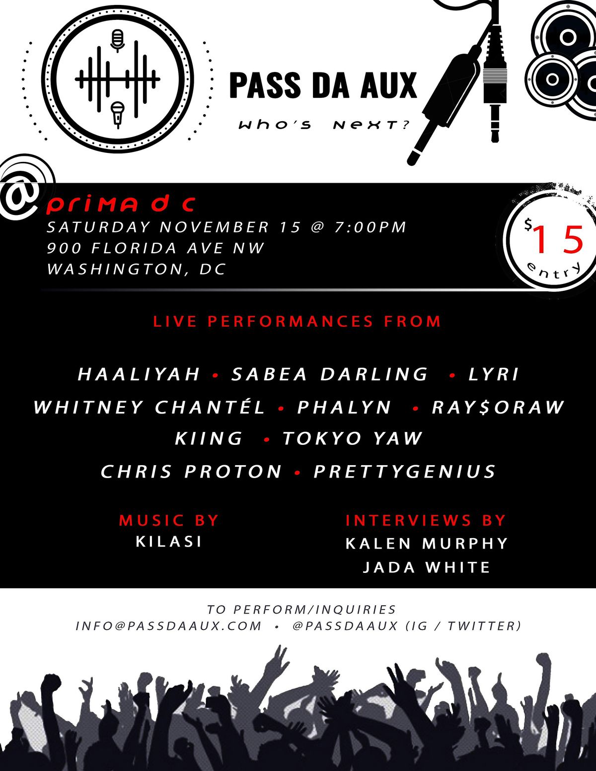 Pass Da AUX (11.15) - Artist Showcase (Not an Open Mic)
