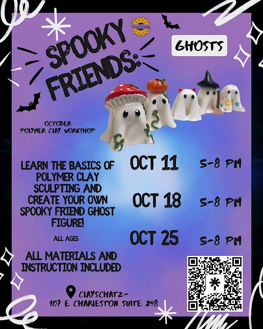 Spooky Friends - GHOST polymer clay workshop all ages arts and crafts