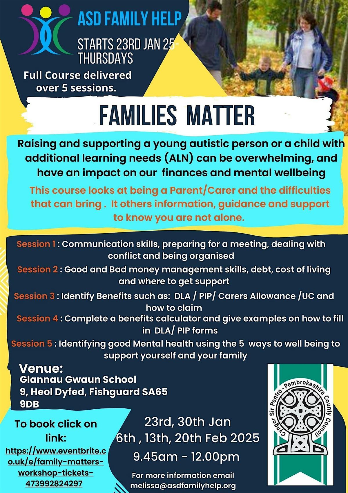 ASD Family Help - Pembrokeshire Families Matter Course Fishguard