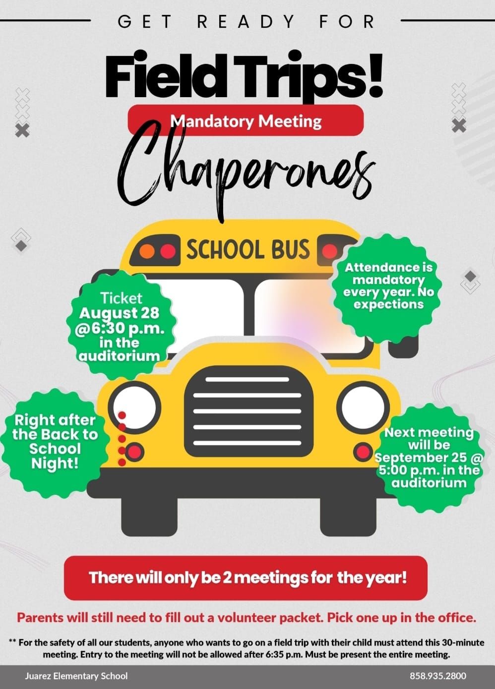 Parent Chaperone\/Volunteer Meeting