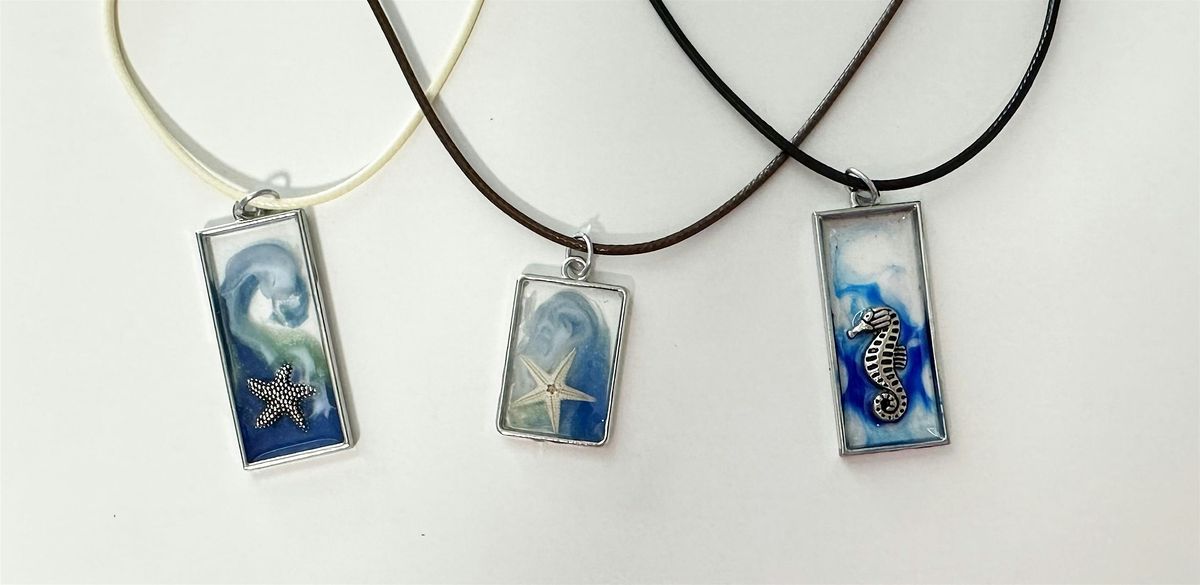 Set of 3 Mother\u2019s Day Gift Beach Necklaces Resin Pendants Art Sip Class