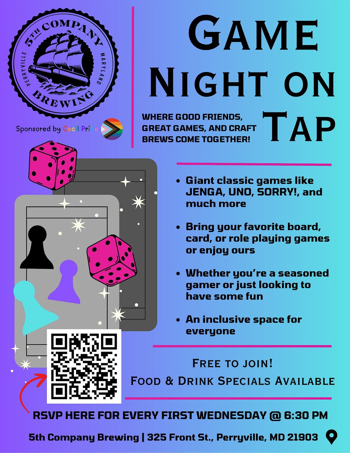 Game Night On Tap at 5th Company Brewing!