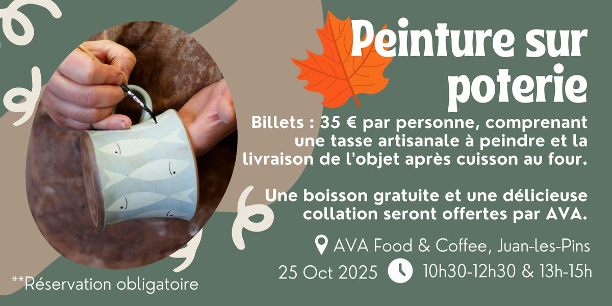 Peindre une tasse en c\u00e9ramique avec du caf\u00e9 et une collation
