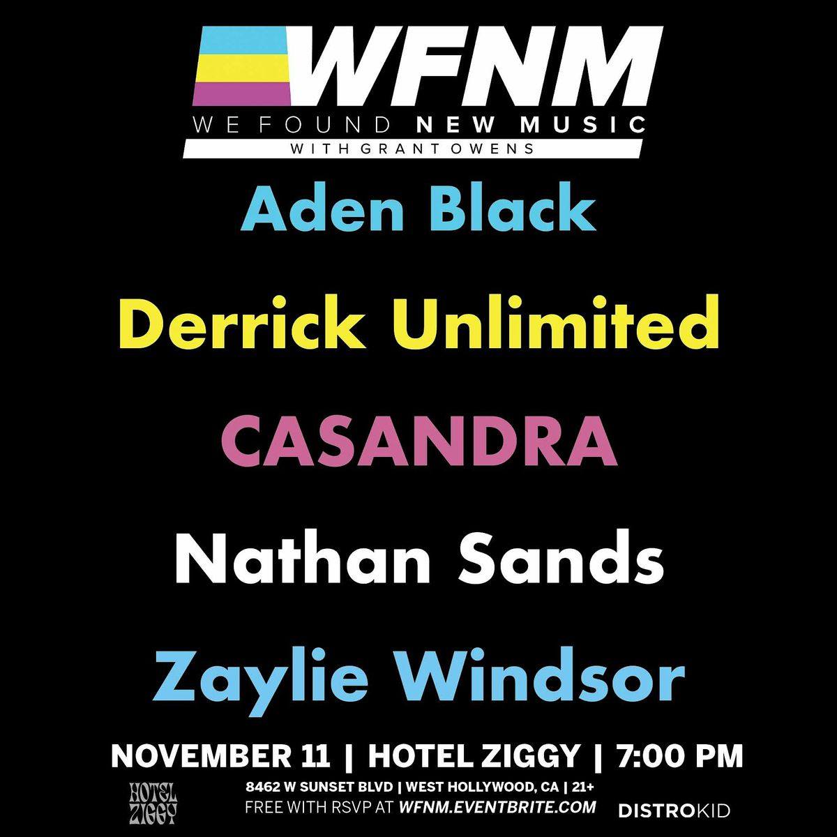 Aden Black,  Derrick Unlimited,   CASANDRA,  Nathan Sands,  Zaylie Windsor
