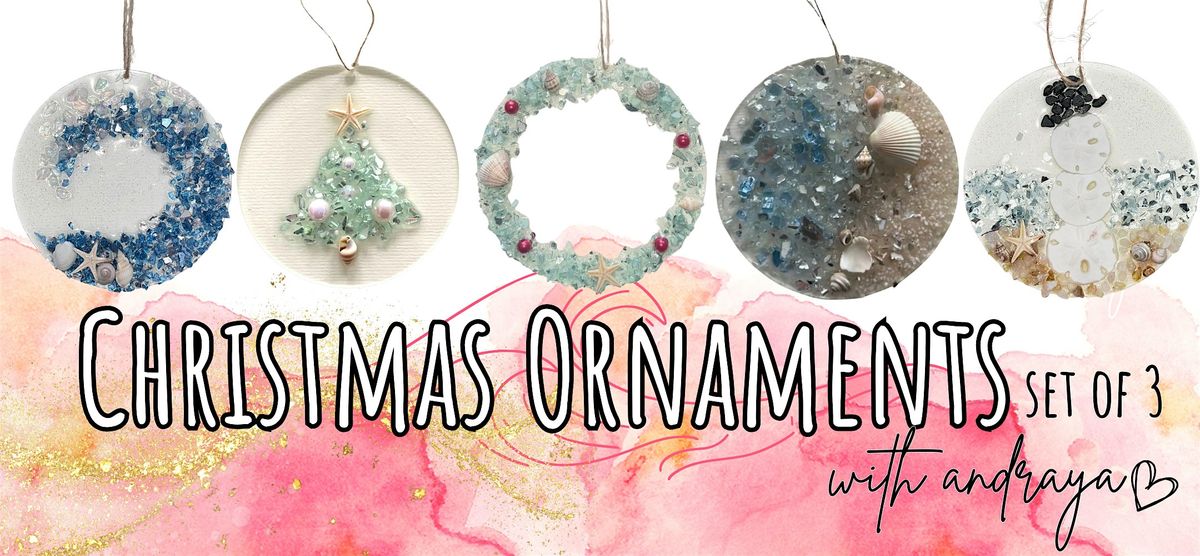 Crushed Glass Ornaments- set of 3