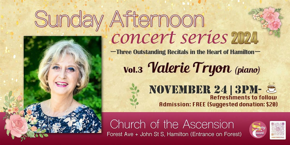 Sunday Afternoon Concert Series Vol.3 | Valerie Tryon (Piano)