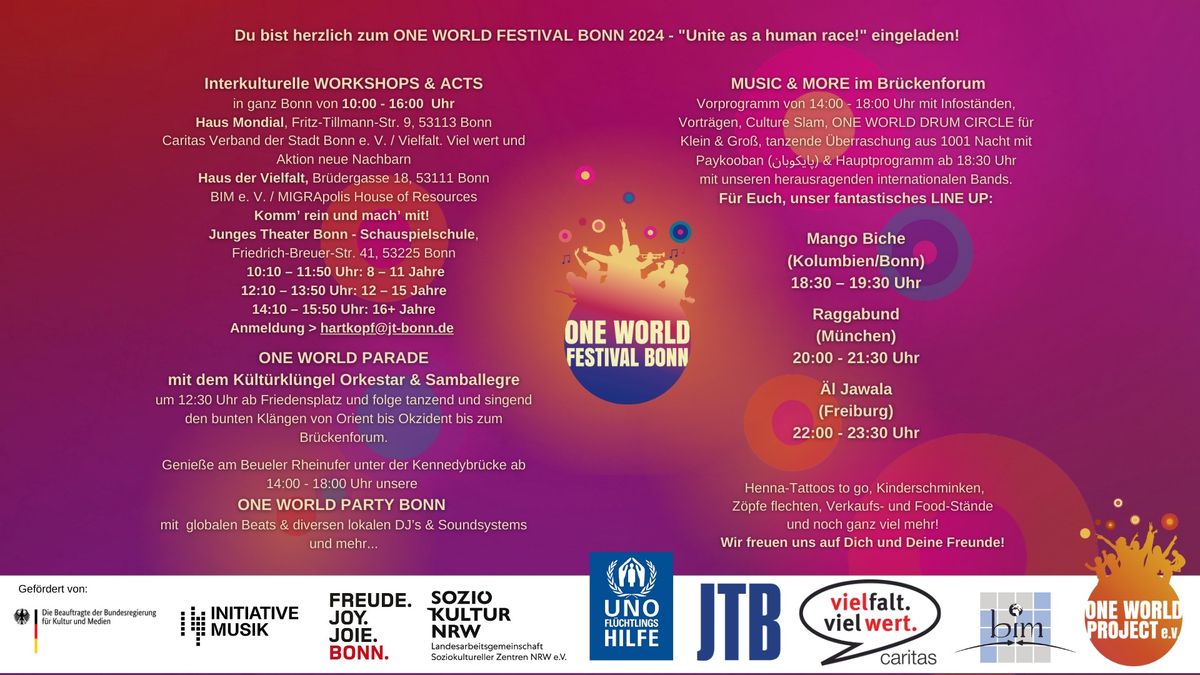 Workshops & Acts @ONE WORLD FESTIVAL BONN 2024