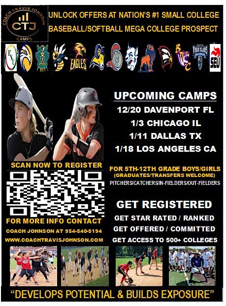 DALLAS TX BASEBALL\/SOFTBALL MEGA COLLEGE PROSPECT CAMP JAN 11TH