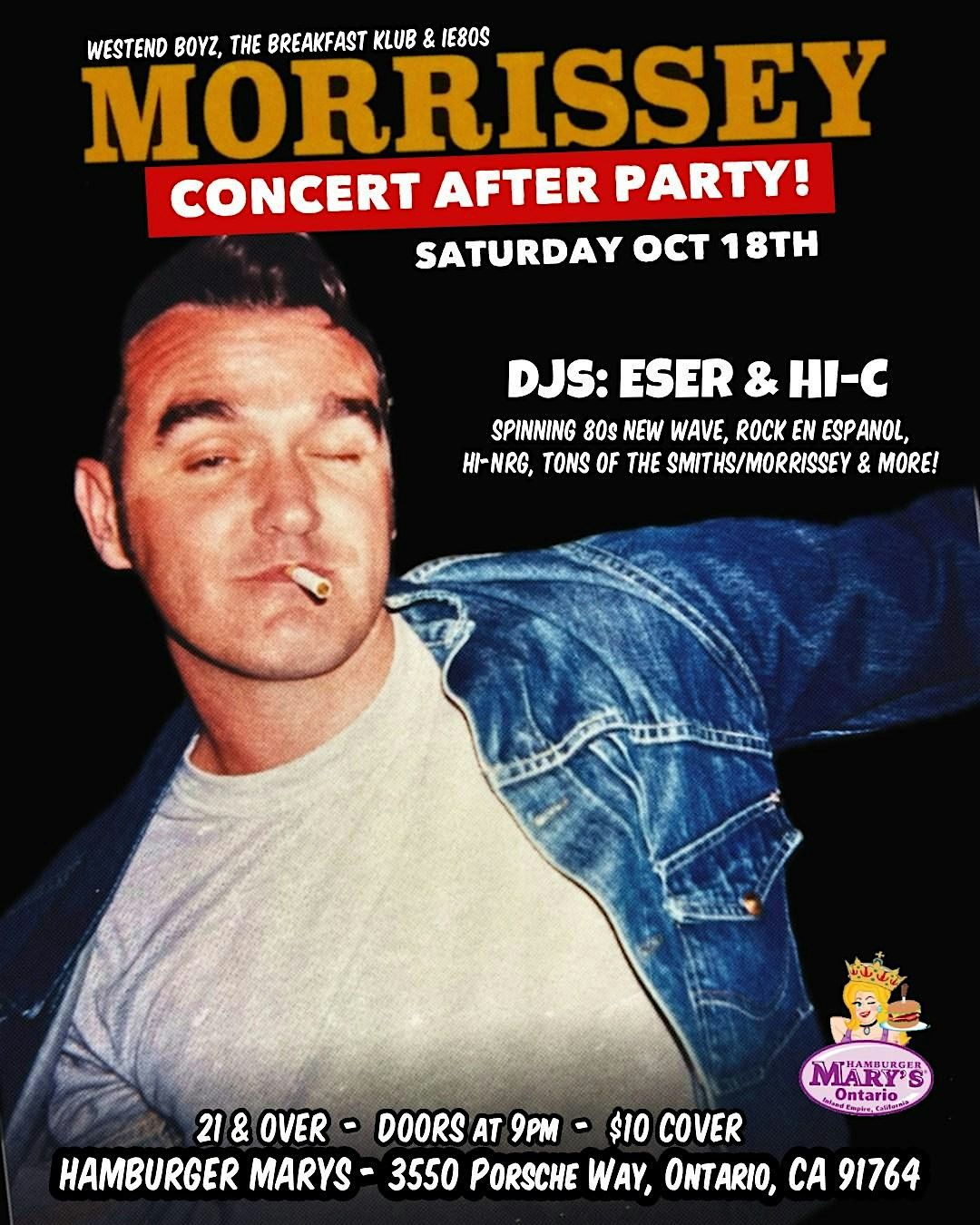 Morrissey Concert after party in Ontario! Oct 18th