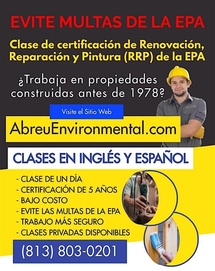 EPA Renovate, Repair and Paint (RRP) Certification Class in Spanish