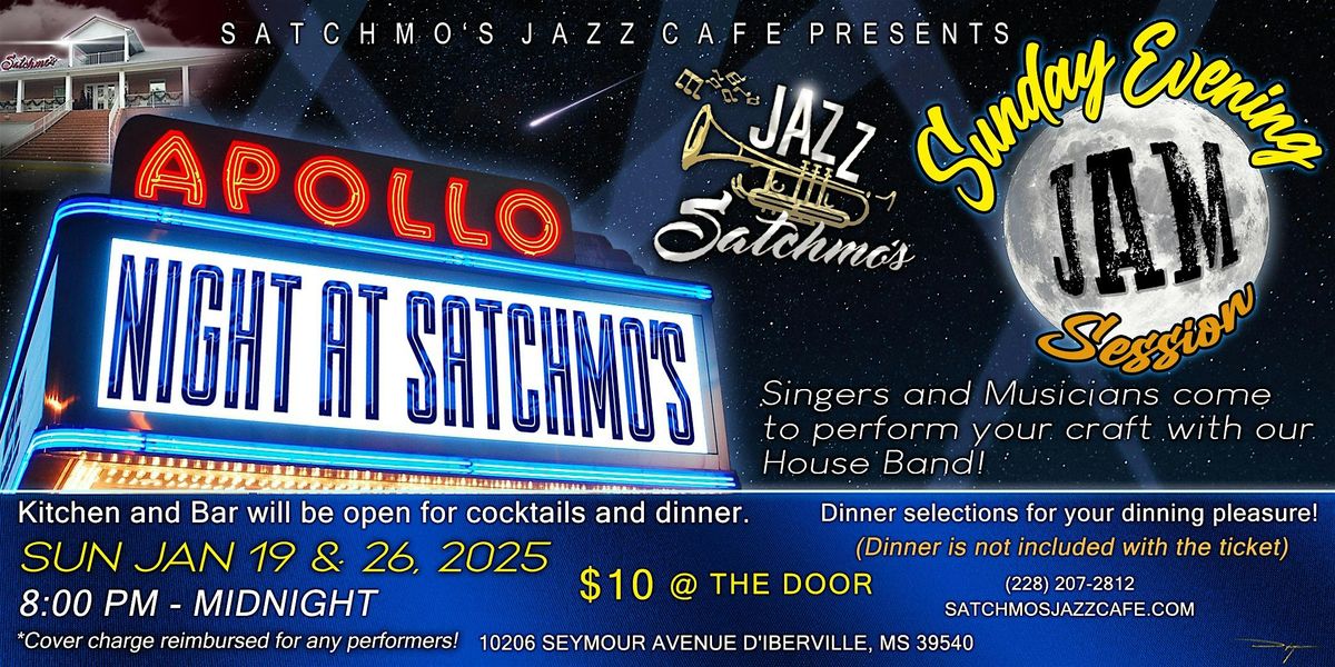 Apollo Night at Satchmo\u2019s Enjoy a Sunday Jazzed Evening JAM Session!