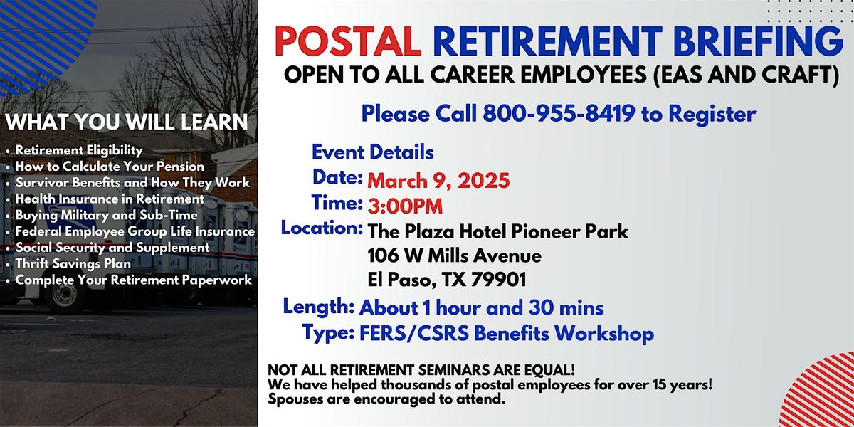 Post Office Employees Retirement Seminar El Paso 03\/09\/2025