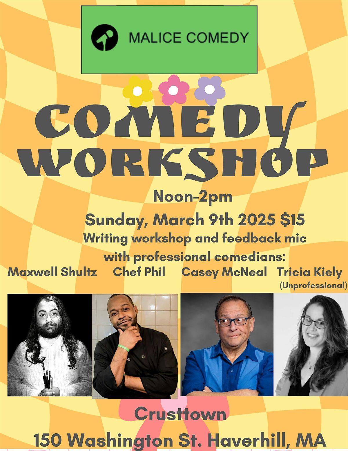 Malice Comedy Workshop with professional comedians