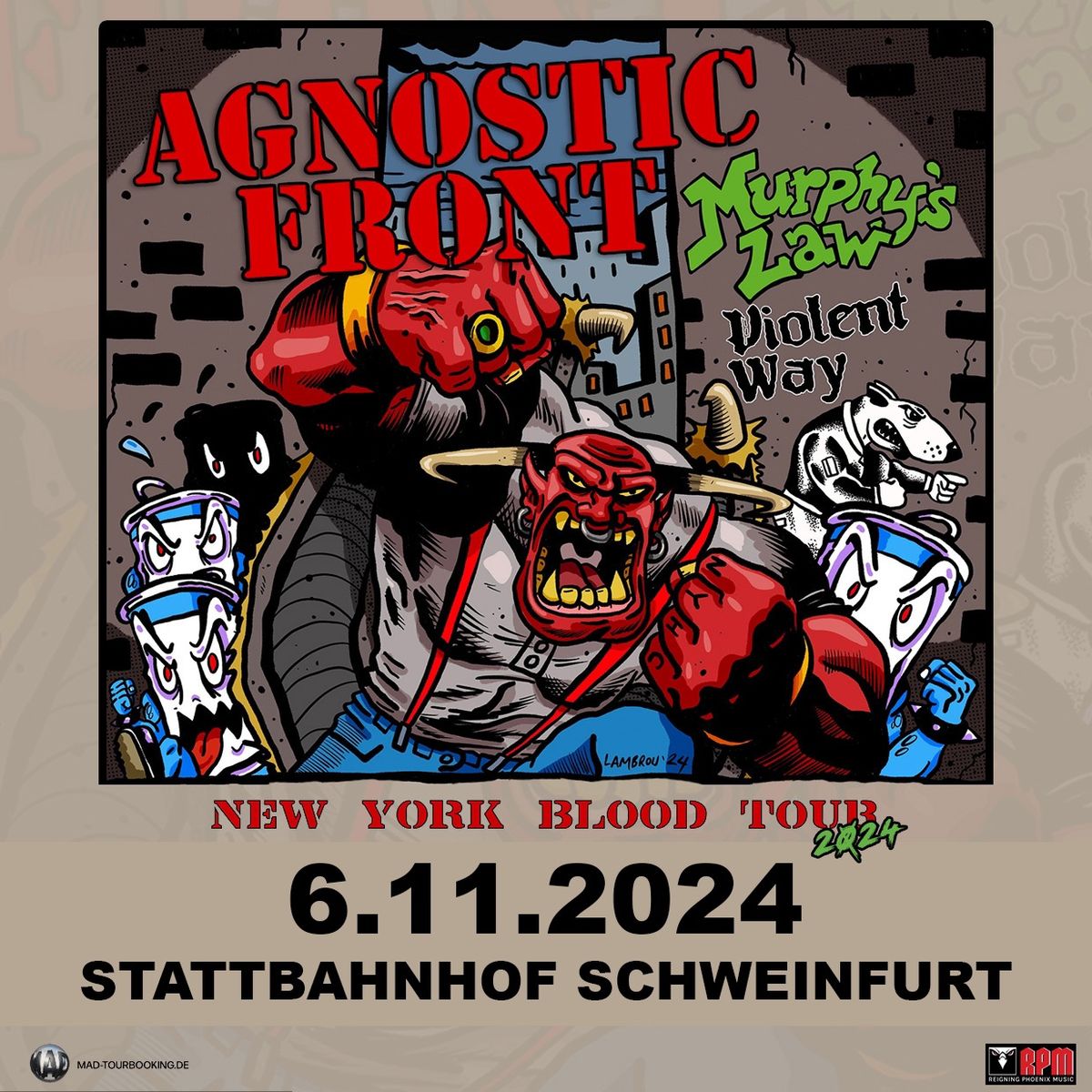 Agnostic Front & Murphys Law & Violent Way - New York Blood Tour 2024 - Stattbahnhof Schweinfurt