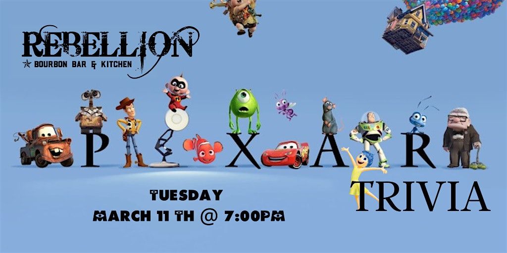 Disney Pixar Movie Trivia at Rebellion Bourbon Bar & Kitchen