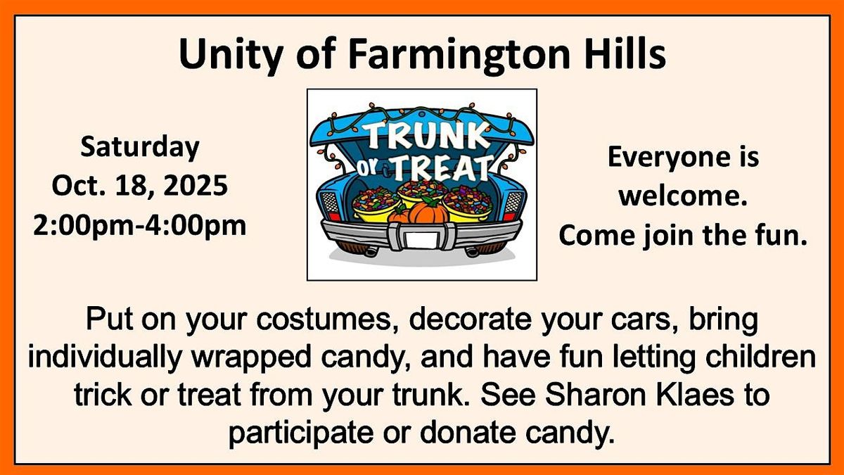 Trunk or Treat at Unity of Farmington Hills