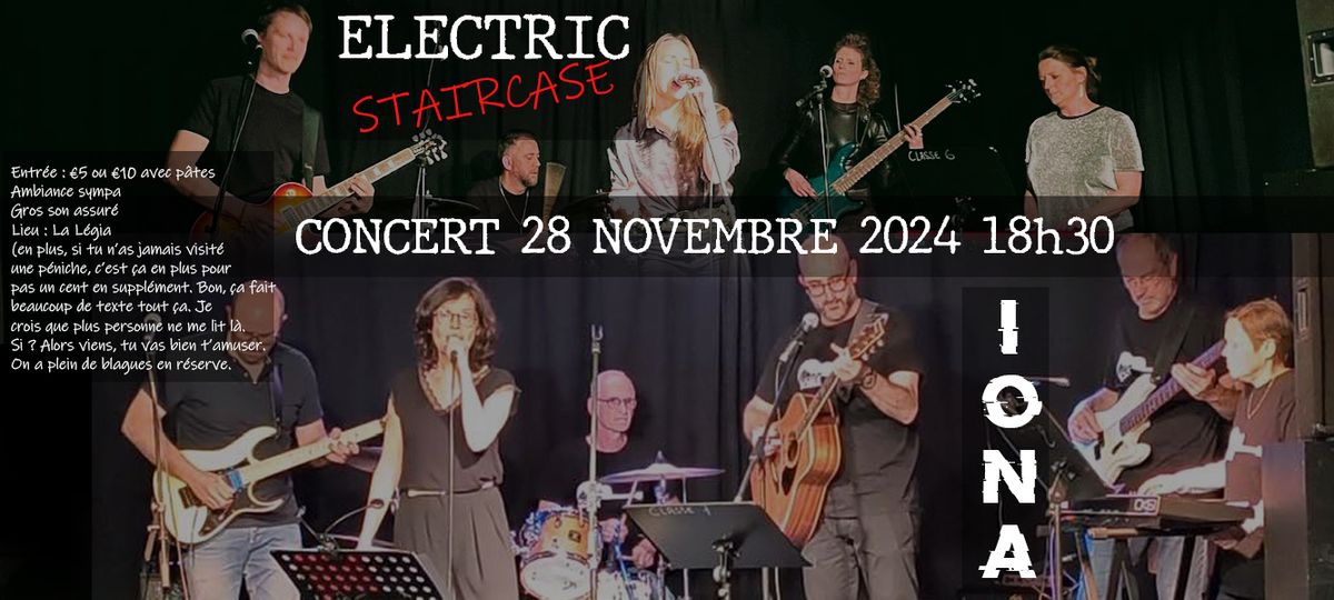 Concert sur la L\u00e9gia : Iona vs Electric Staircase