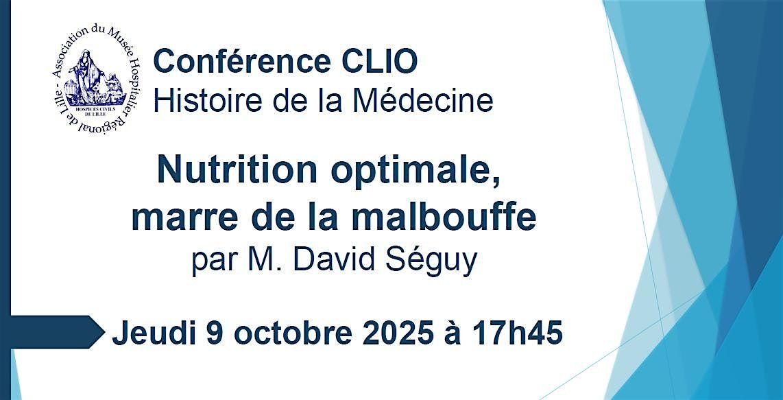Conf\u00e9rence CLIO : Nutrition optimale, marre de la malbouffe