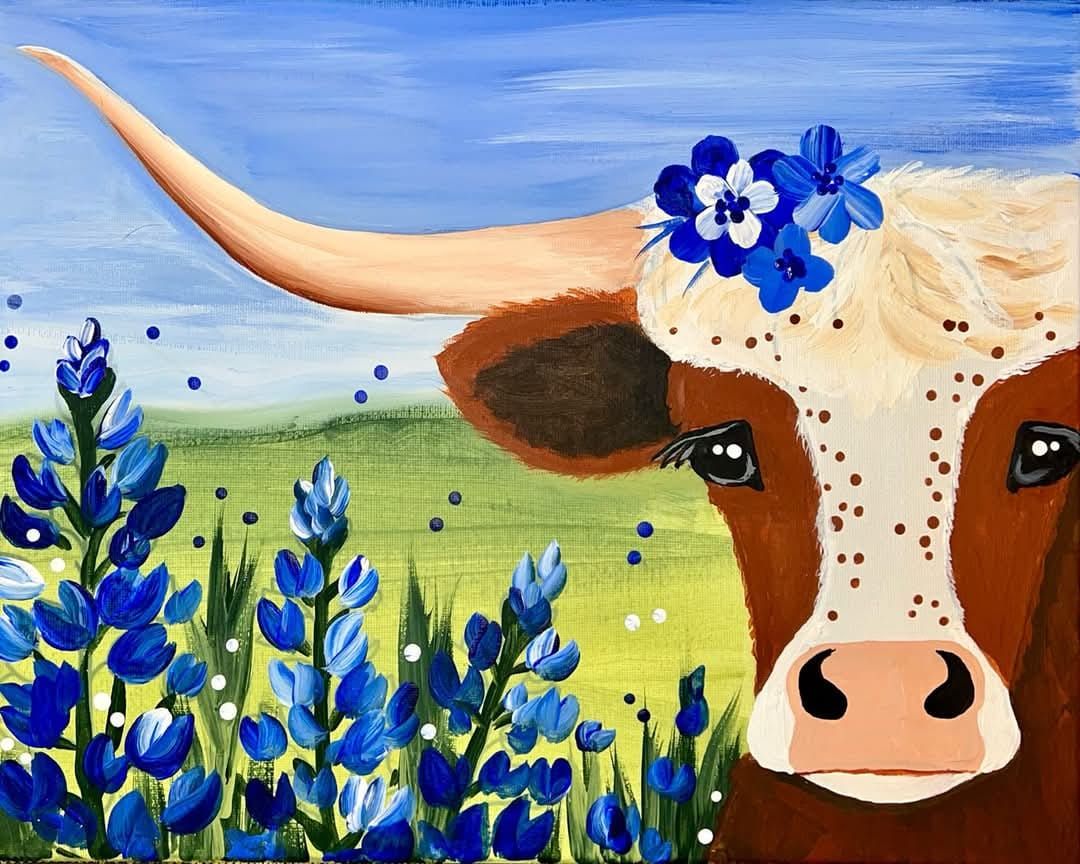 Paint N' Sip: Bluebonnet Cow