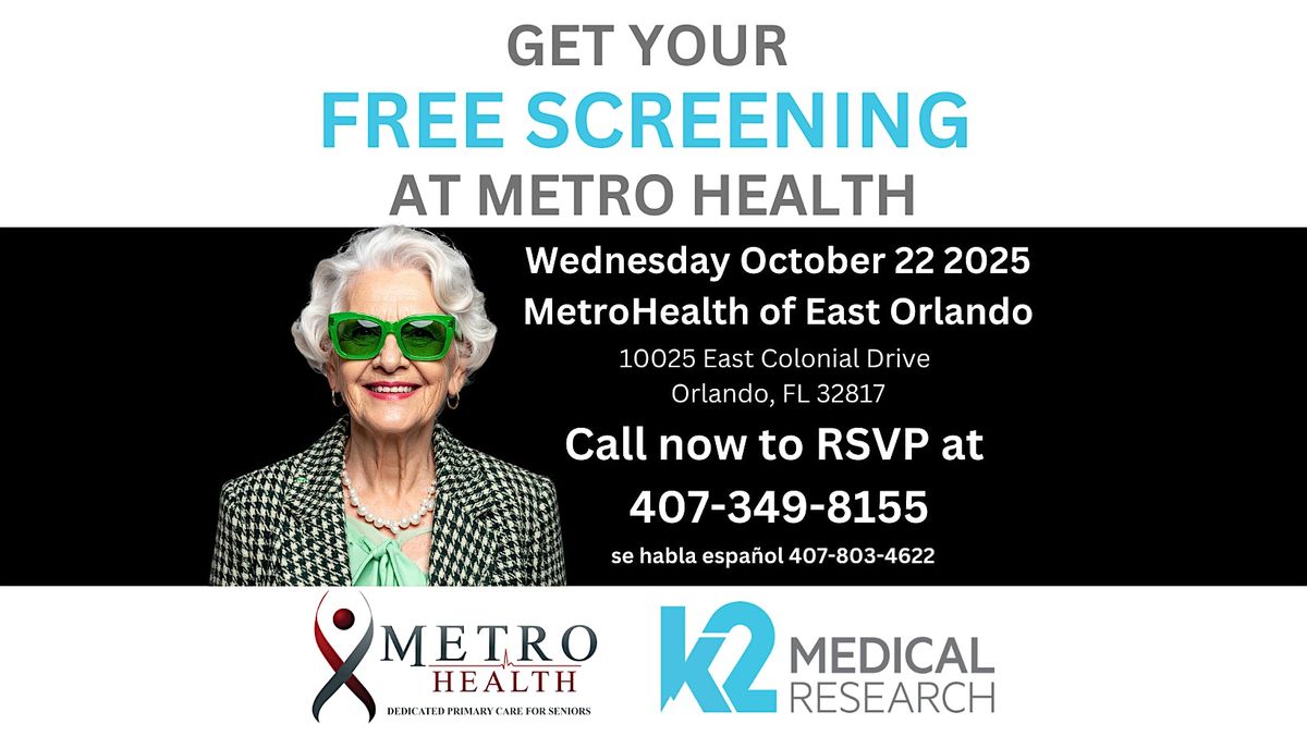 Free Medical Screenings for Seniors at Metro Health of East Orlando