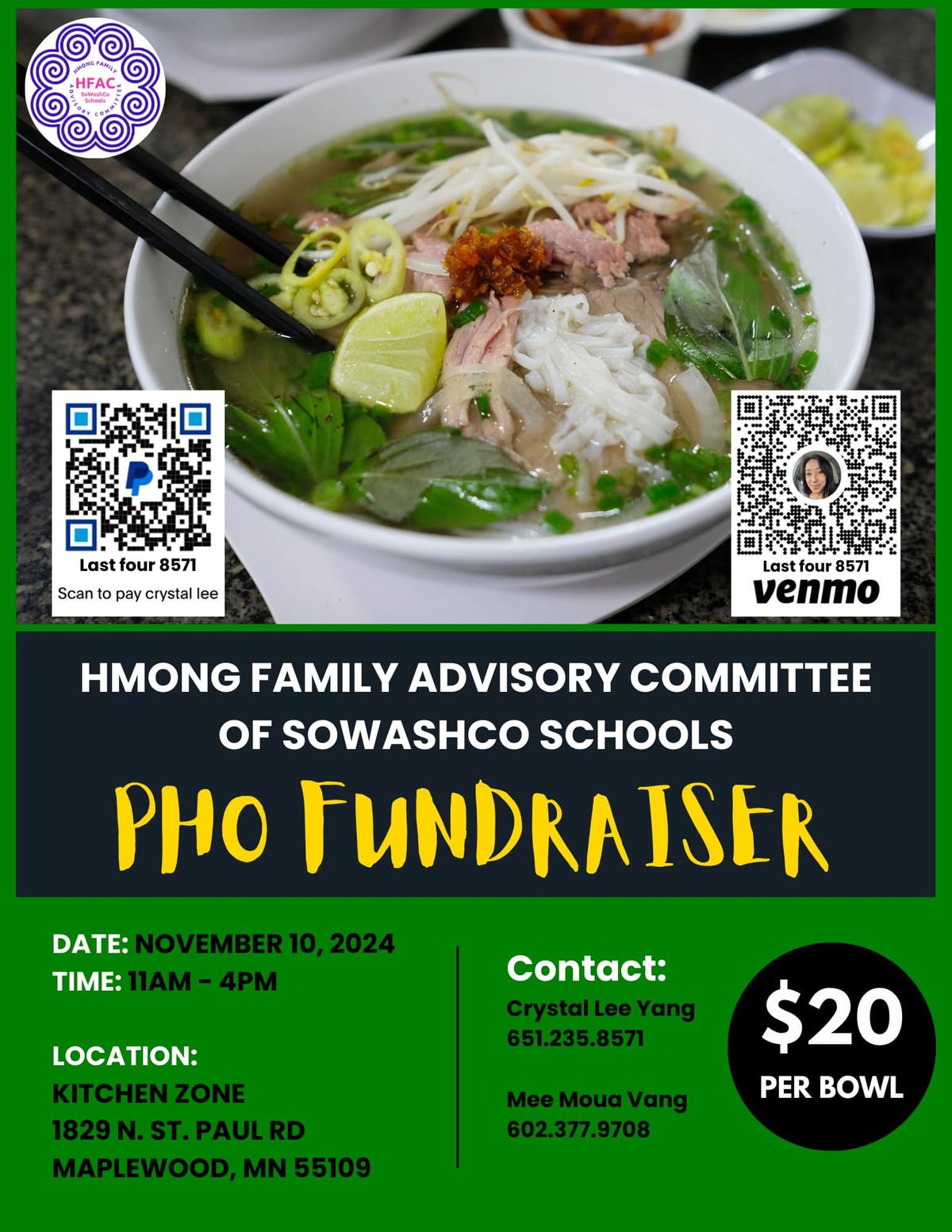 Pho Fundraiser for Hmong Families Advisory Committee of SoWashCo Schools