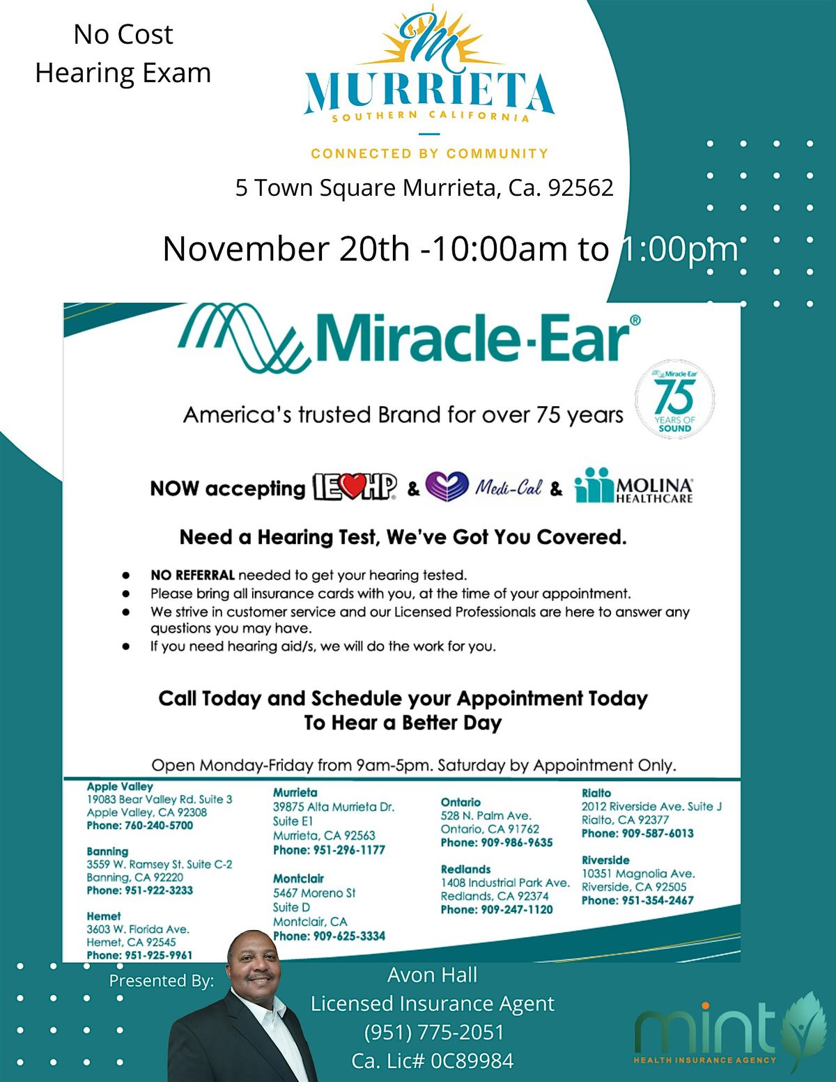 No Cost Hearing Exam with Miracle Ear