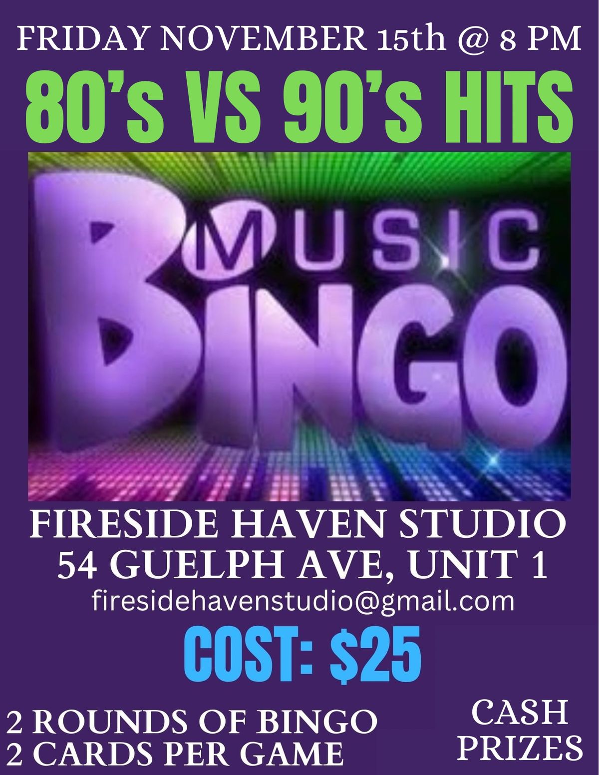 MUSIC BINGO: 80\u2019s VS 90\u2019s