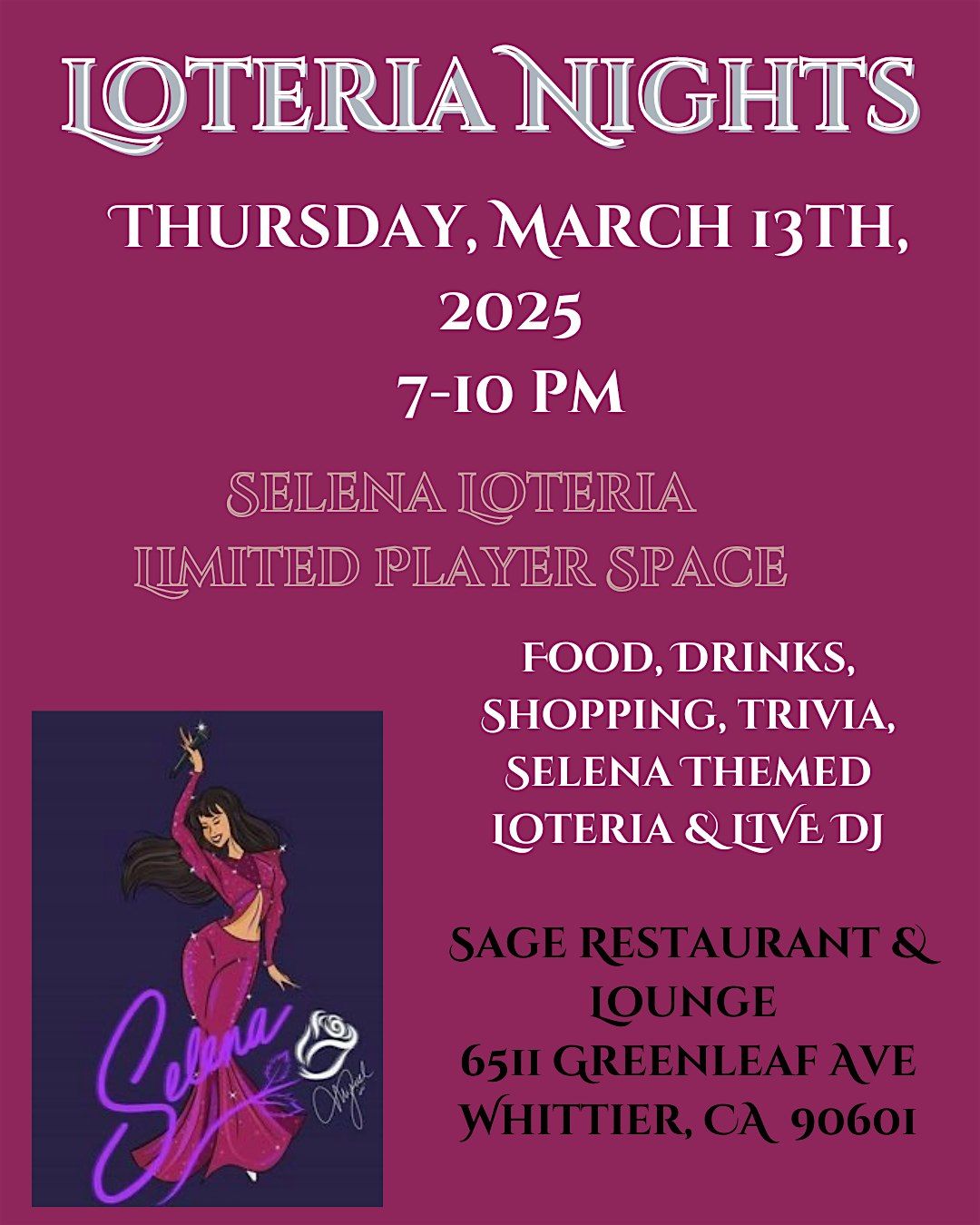 Loteria Nights Selena Special Event