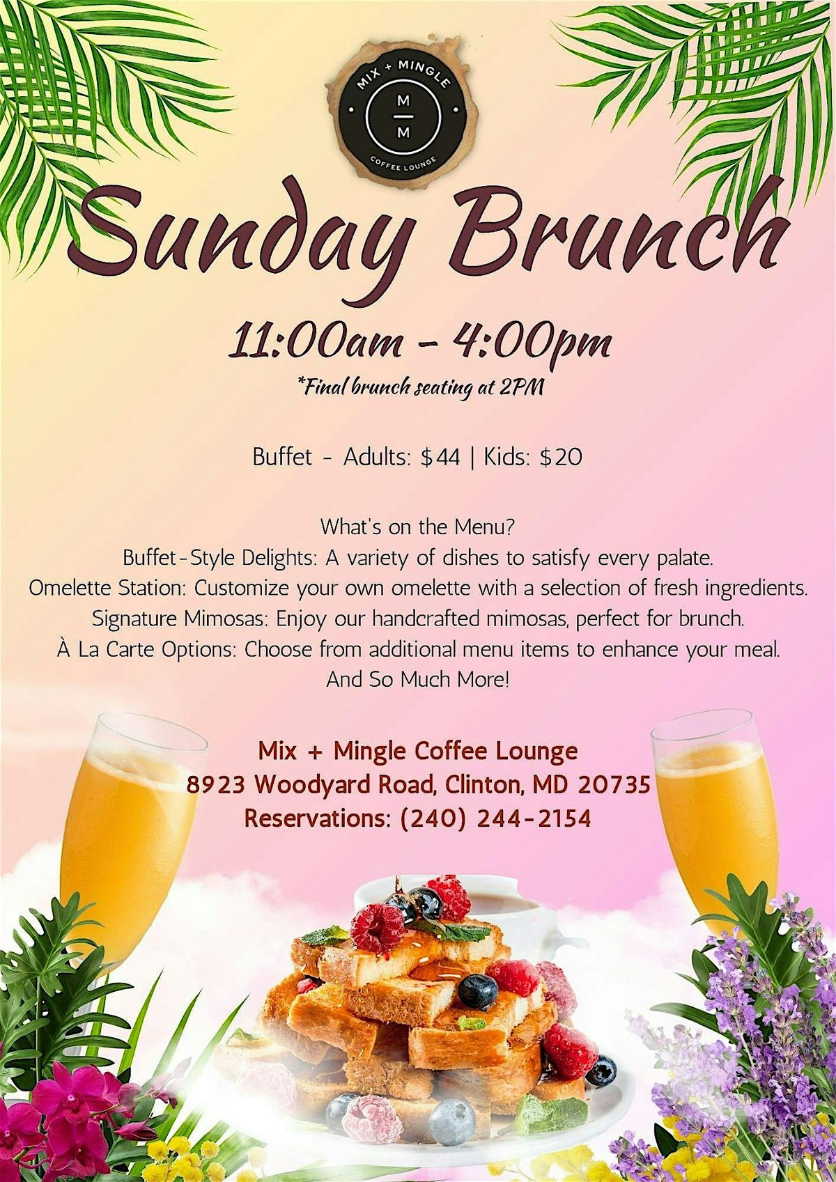 Sunday Brunch at Mix + Mingle Coffee Lounge