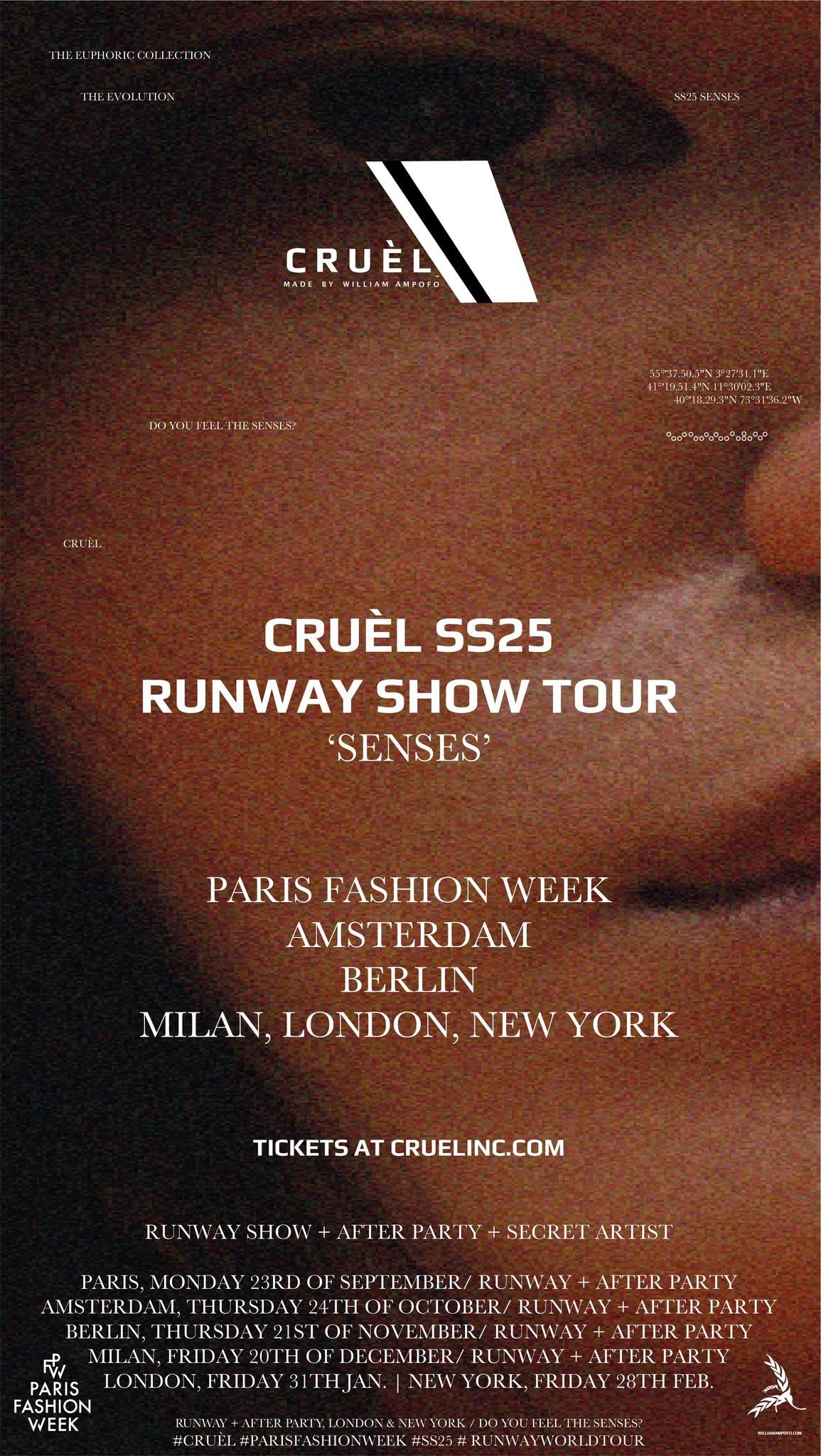 CRU\u00c8L SS25 RUNWAY SHOW \u2018SENSES\u2019 TOUR + AFTER PARTY - MILAN