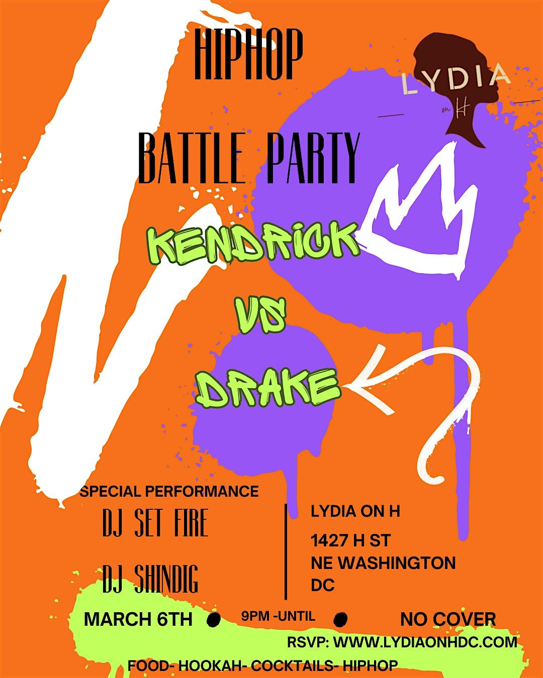 Drake VS Kendrick by By DJ Shindig & SetFire. Happy hour 9-10pm, Pool table