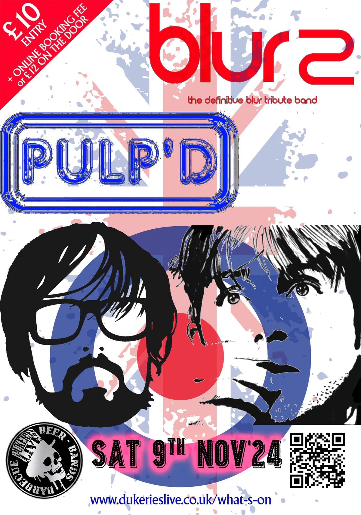 TICKET ONLY | BLUR 2 & PULP\u2019D | Double Tribute Night 