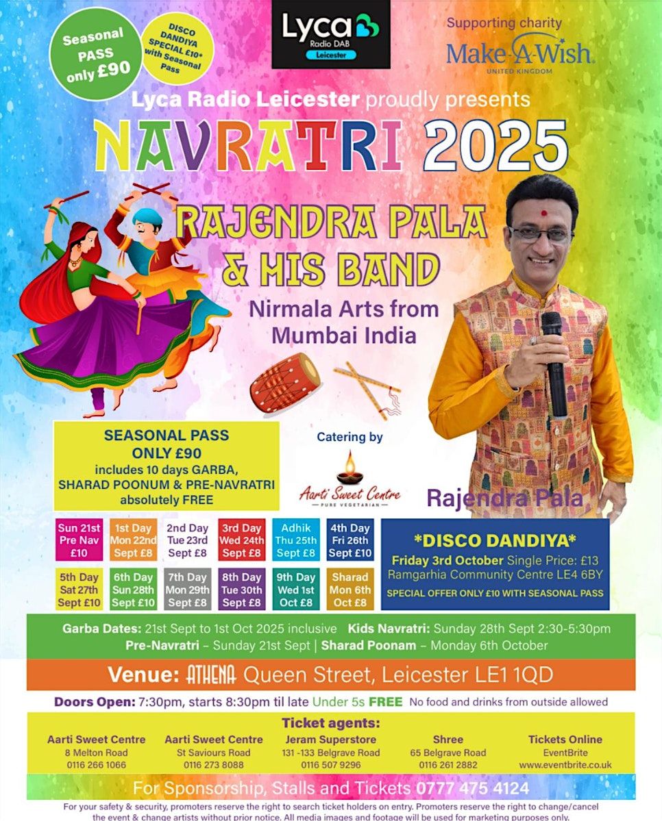 NAVRATRI 2025 with the amazing RAJENDRA PALA & HIS BAND at ATHENA LEICESTER