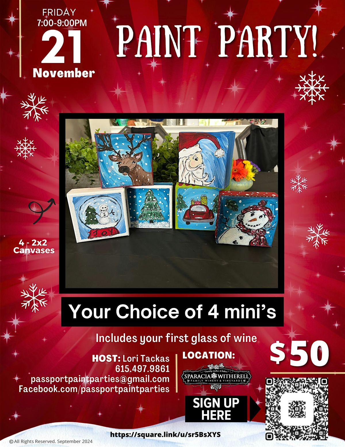 11.21.25 Holiday Mini's Paint and Sip at Sparacia Witherell Winery