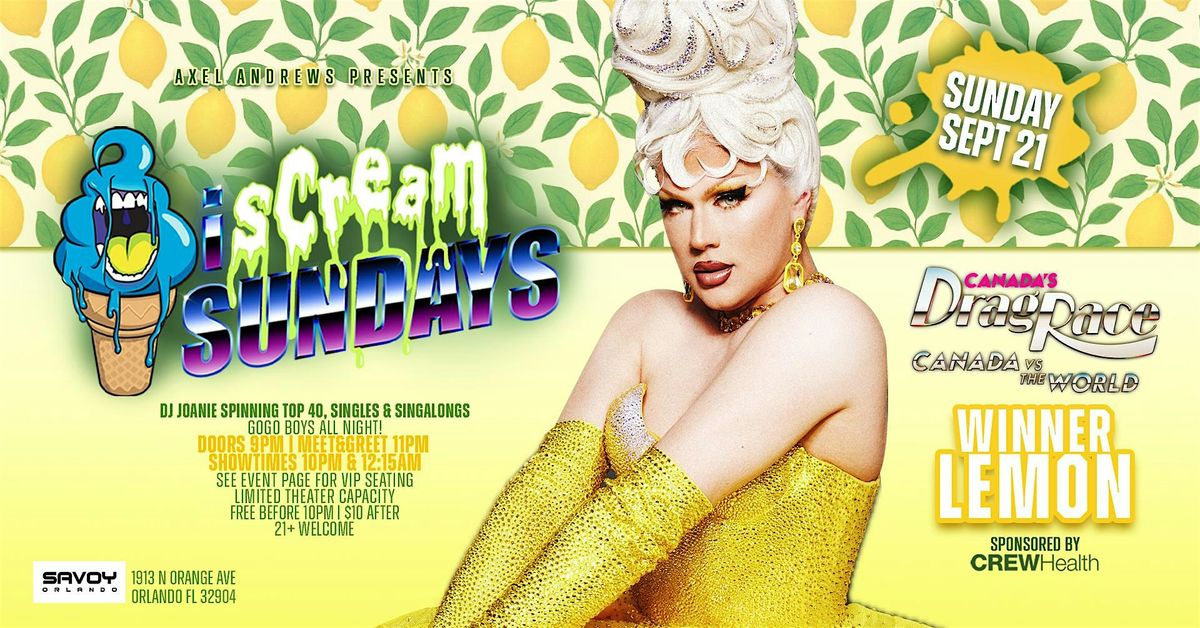 LEMON - Winner of  RuPauls Drag Race Canada Vs the World -  Sunday Sept 21