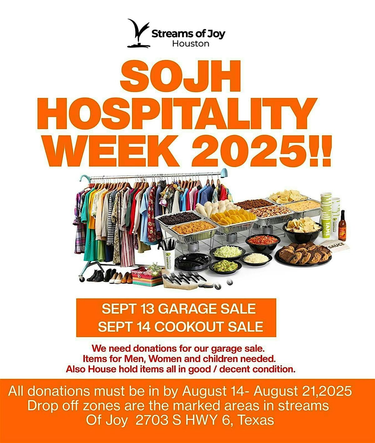SOJH HOSPITALITY WEEK|COOKOUT|GARAGE SALES