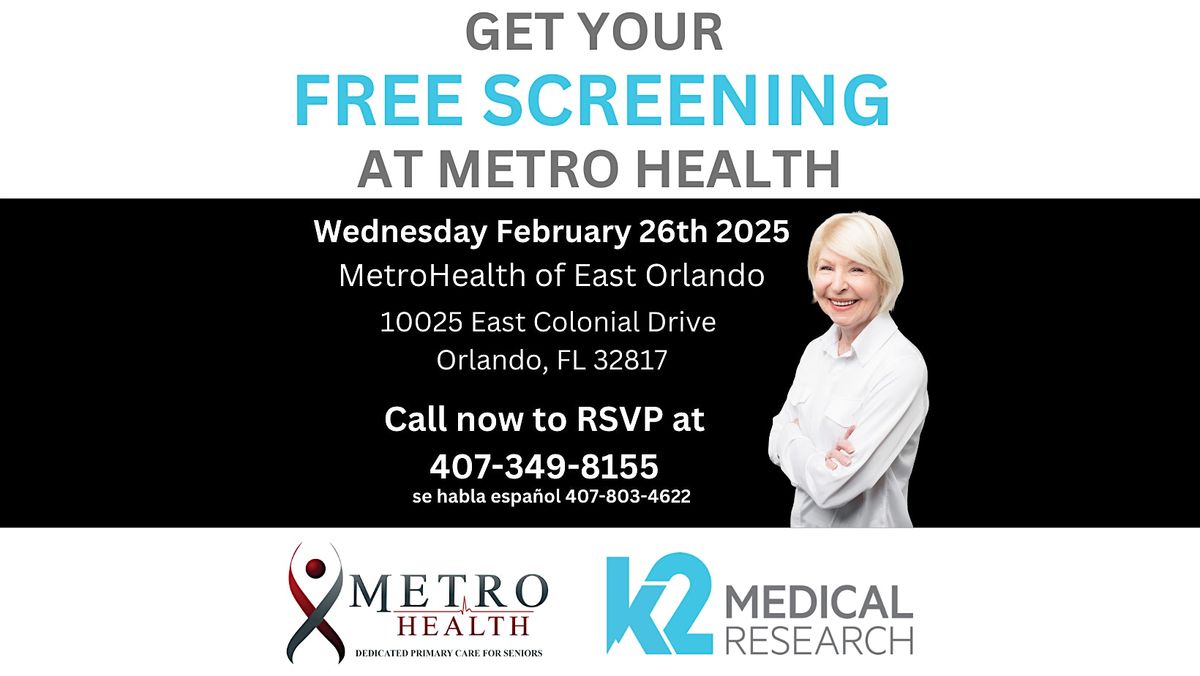 Free Memory Screenings for Seniors at Metro Health of East Orlando