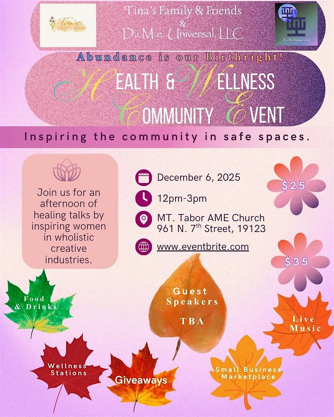 "Abundance is Our Birthright!" Health & Wellness Community Event