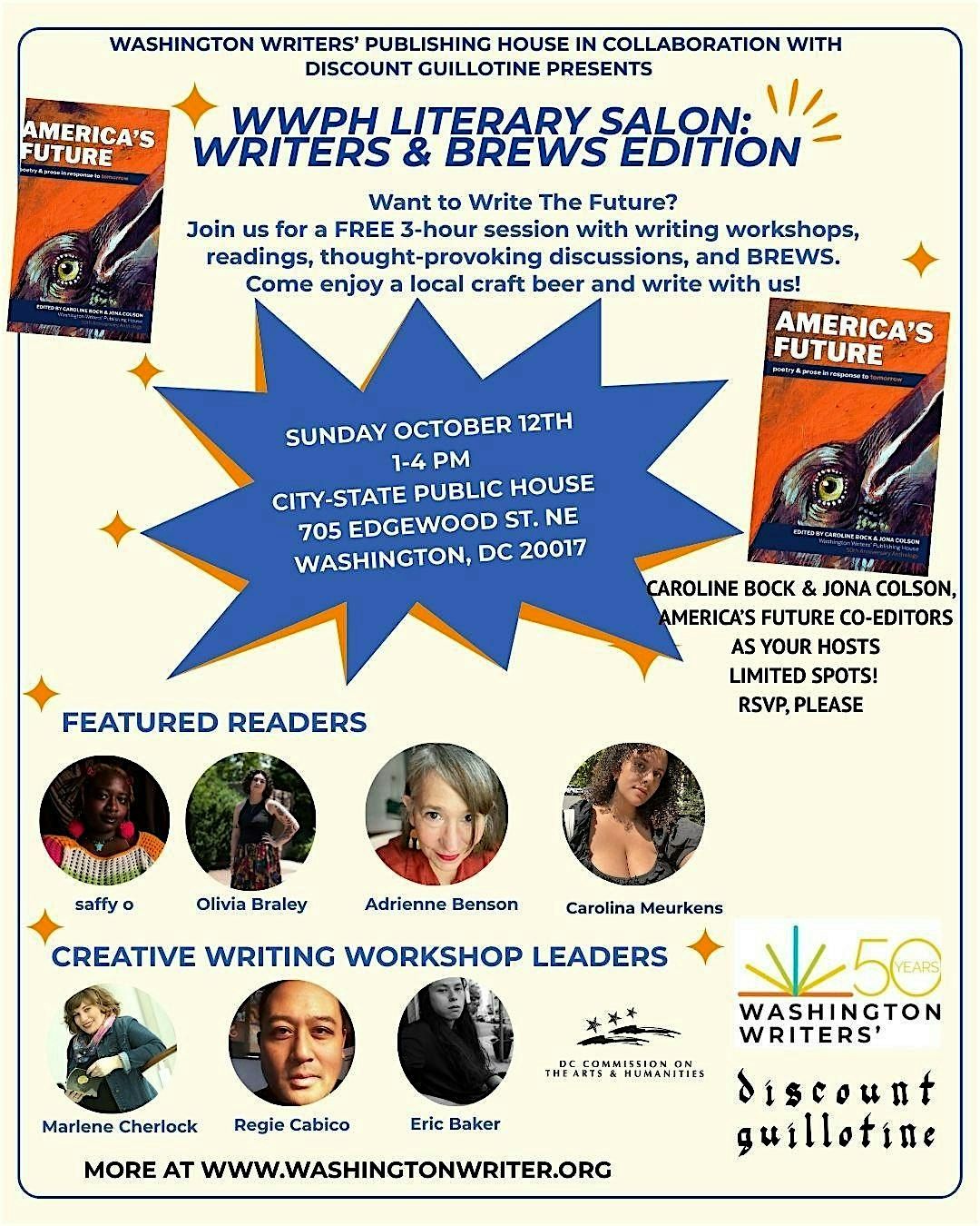 WRITERS & BREWS with the  WASHINGTON WRITERS' PUBLISHING HOUSE
