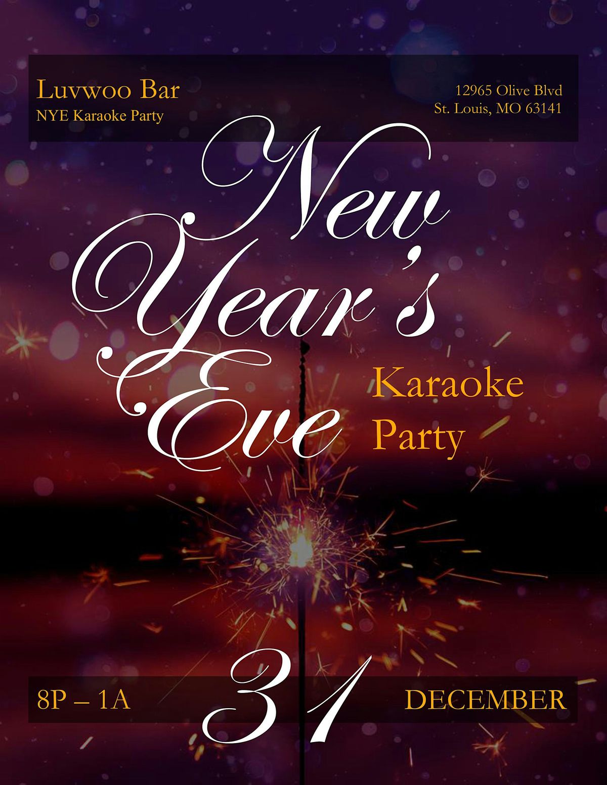 Luvwoo Bar New Year's Eve Karaoke Party (FREE)