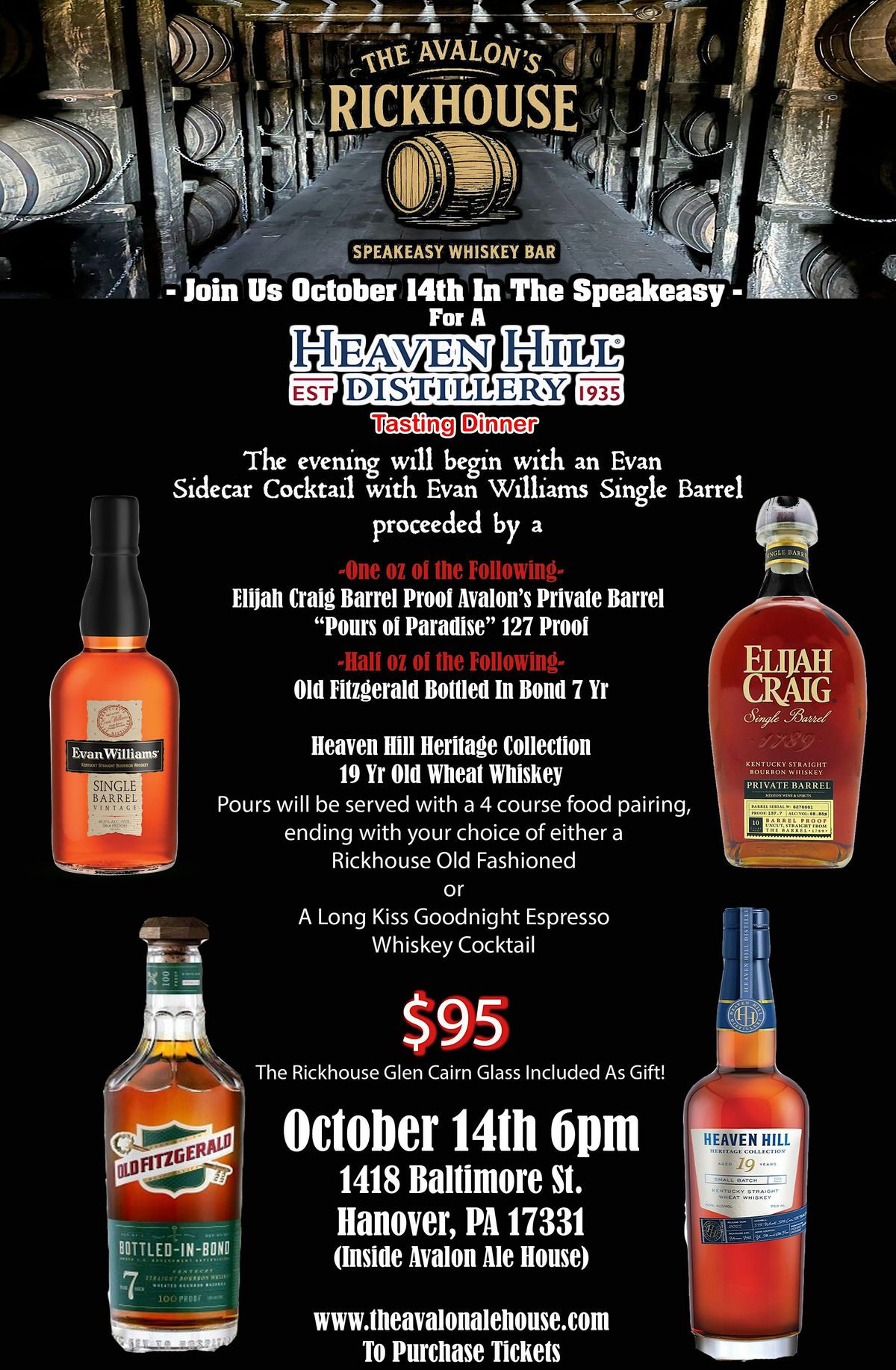 Heaven Hill Dinner @ The Avalon's Rickhouse Speakeasy