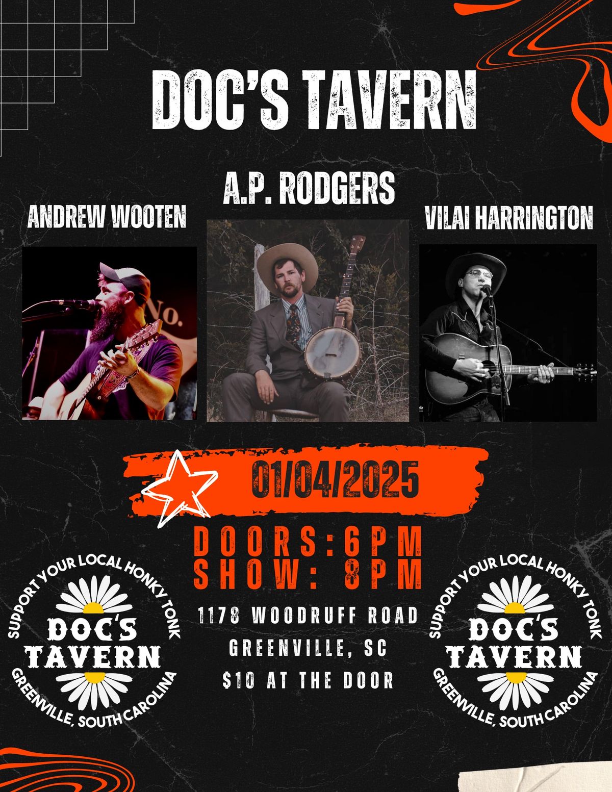 A.P. Rodgers, Vilai Harrington & Andrew Wooten at Doc\u2019s Tavern (Writers Round)