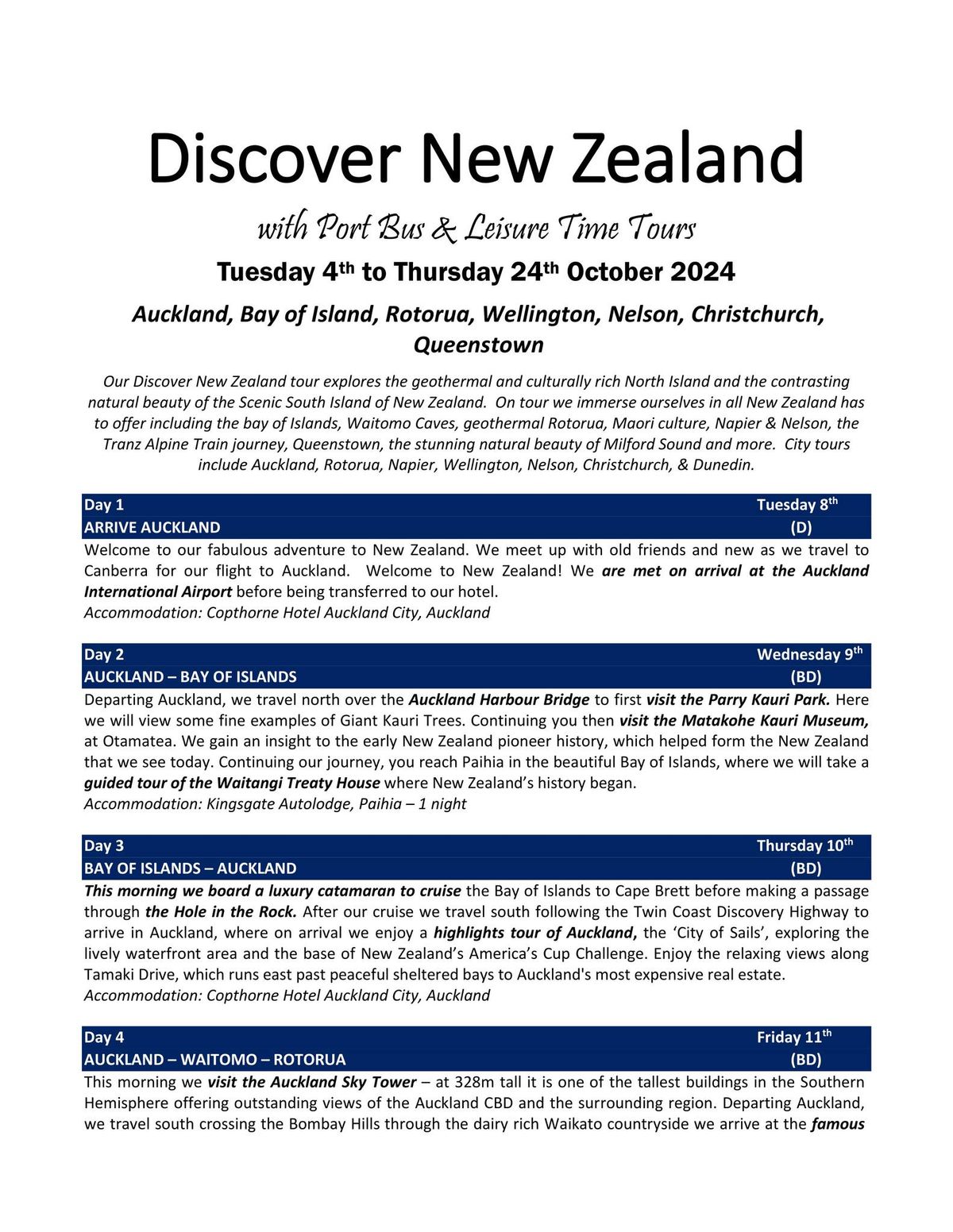 Discover New Zealand with Port Bus & Leisure Time Tours