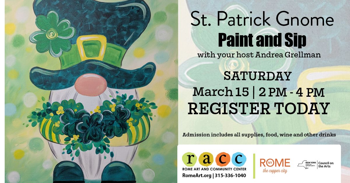 St. Patrick Gnome Paint and Sip